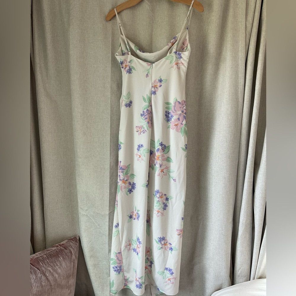 Zara Cream Floral Midi Dress - Picture 4 of 5